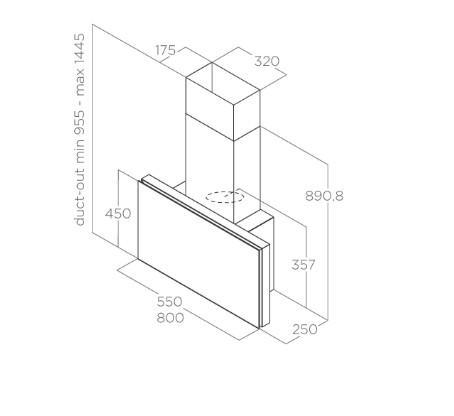 Eico Plat BL/F/80 emhætte til vægmontering - Sort Eico Plat BL/F/80 emhætte til vægmontering - Sort