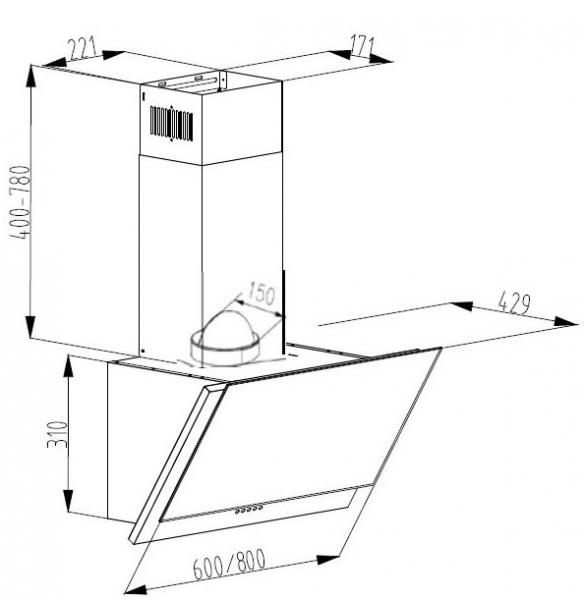 Eico Udine 80 Stone emhætte til vægmontering - Stone Eico Udine 80 Stone emhætte til vægmontering - Stone