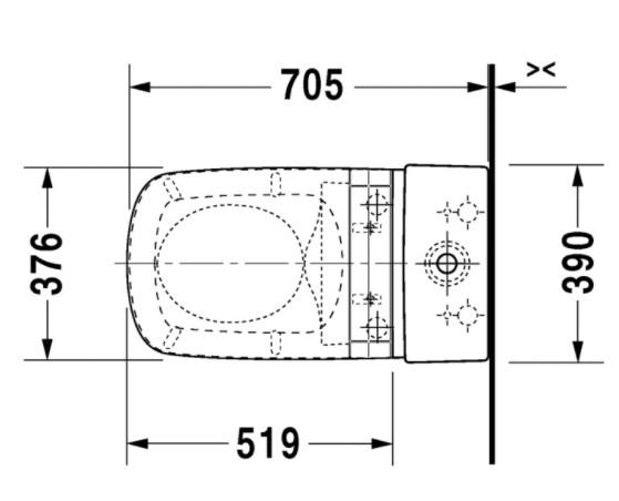 Duravit DuraStyle gulvtoilet m/wondergliss til sensowash s&aelig;de