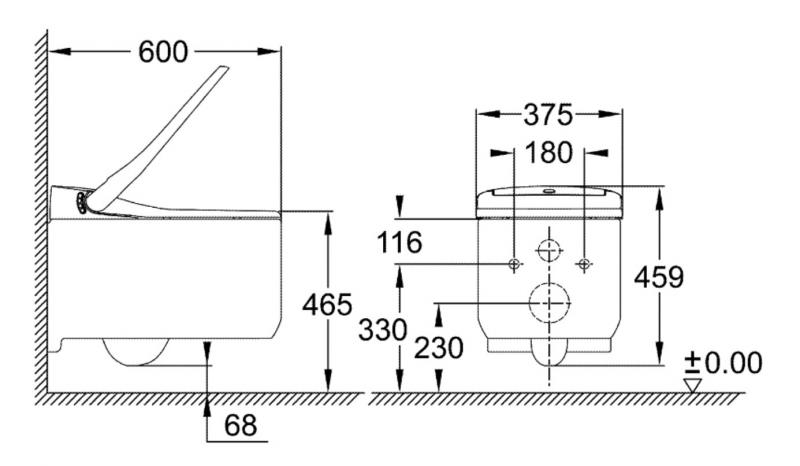 Grohe Sensia Arena v&aelig;gh&aelig;ngt toilet m/ bidet-funktion