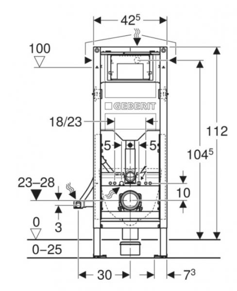 Geberit Duofix element til v&aelig;gh&aelig;ngt toilet 112 m/Sigma indbygningscisterne - Barrierefri