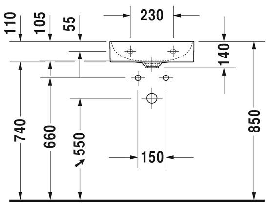 Outlet - Duravit DuraSquare håndvask - 45 cm med slebet underkant Outlet - Duravit DuraSquare håndvask - 45 cm med slebet underkant
