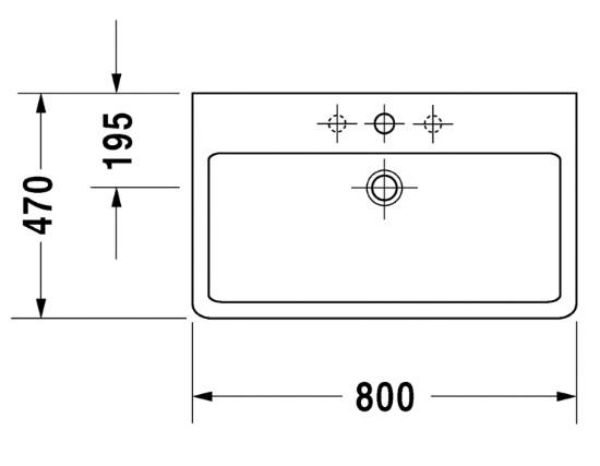 Duravit Vero 80 bowlevask op til væg - 3 hanehuller - Wondergliss Duravit Vero 80 bowlevask op til væg - 3 hanehuller - Wondergliss