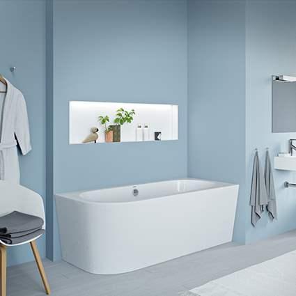 Str&oslash;mberg Lago fritst&aring;ende badekar t/hj&oslash;rne - 180 x 80 - H&oslash;jre