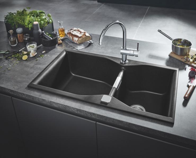Grohe K700 dobbelt køkkenvask - Sort granit Grohe K700 dobbelt køkkenvask - Sort granit