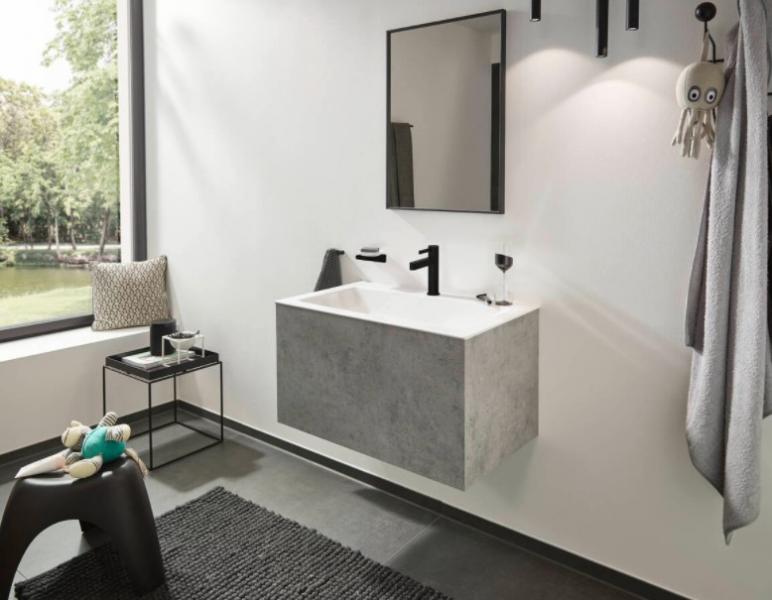 Hansgrohe Finoris 110 h&aring;ndvaskarmatur m/l&oslash;ft-op bundventil - Mat sort