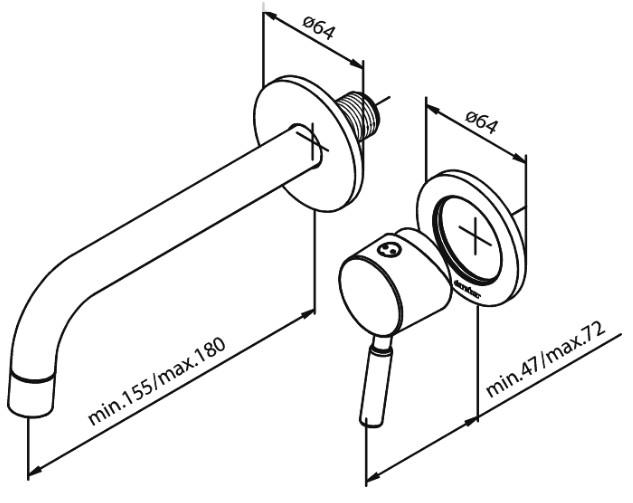 Damixa Merkur håndvaskarmatur t/indbygning - Krom Damixa Merkur håndvaskarmatur t/indbygning - Krom
