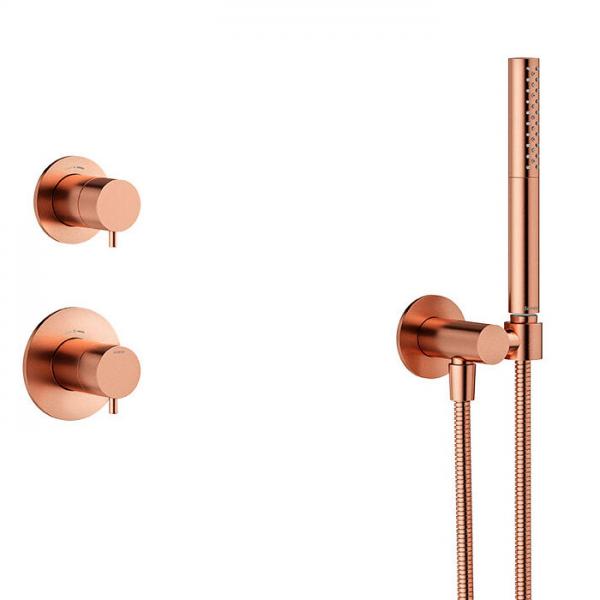 Damixa Iris DS 1 brusesystem til indbygning - B&oslash;rstet kobber