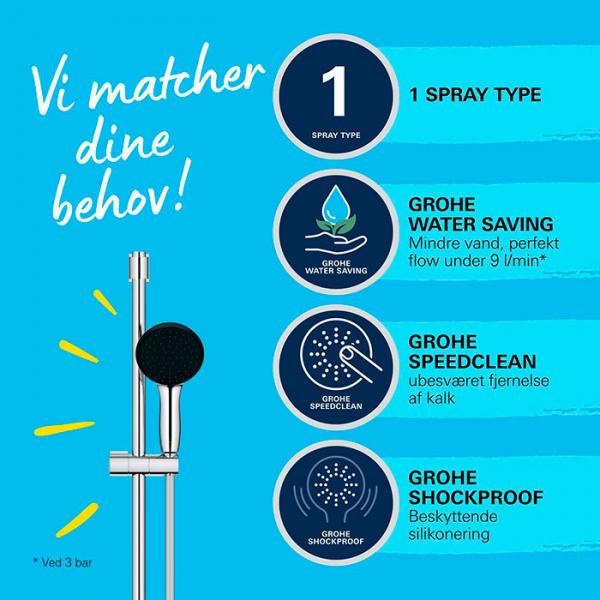 Grohe Vitalio Start 110 bruses&aelig;t 1 spray m/Water Saving