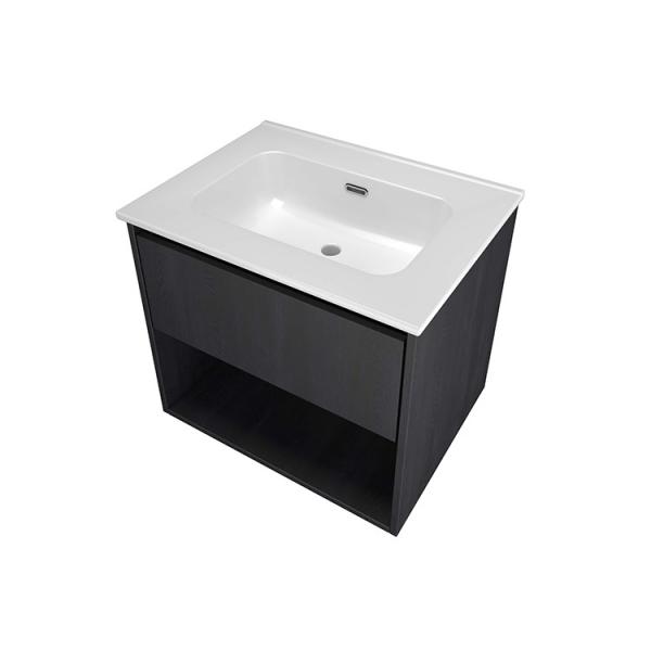 Sanibell Proline 60 m&oslash;bels&aelig;t m/1 skuffe og hylde - Uden hanehul - Sort eg