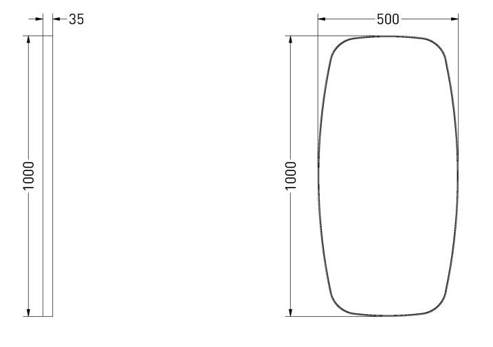 Sanibell Ink SP29 superellipse spejl m/ramme 50 x 100 cm - Børstet kobber Sanibell Ink SP29 superellipse spejl m/ramme 50 x 100 cm - Børstet kobber