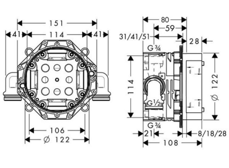 Hansgrohe Ecostat S komplet brusesystem til indbygning - Mat hvid Hansgrohe Ecostat S komplet brusesystem til indbygning - Mat hvid