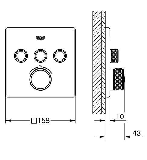Grohe Cube SmartControl 310 komplet brusesystem m/SmartActive brus til indbygning - Steel