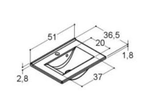 Dansani Mido+ m&oslash;bels&aelig;t 50 m/Amber mini h&aring;ndvask - Hvid mat