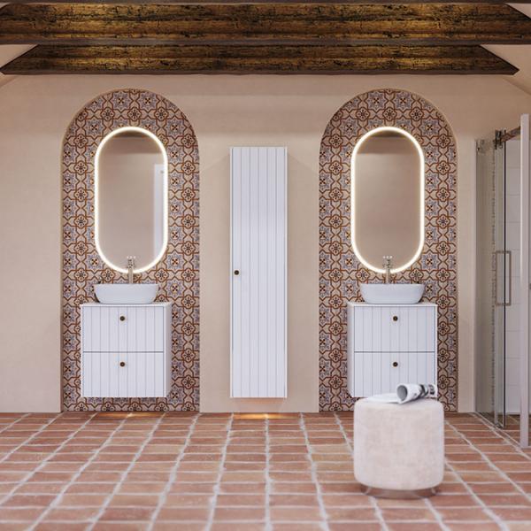 Dansani Hoop spejl m/lys og lysstyring 109,3x54,3 - Valgfri rammefarve