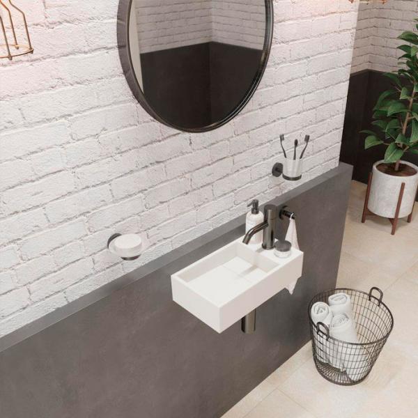 Ideavit Solidcube 40 h&aring;ndvask t/v&aelig;g - Vendbar - Uden overl&oslash;b - 1 hanehul