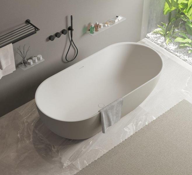 Ideavit Solidera fritst&aring;ende badekar 1700 x 800 mm - Mat gr&aring; beige