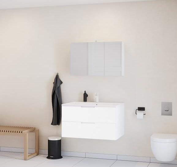 Nortiq Samos 80 m&oslash;belpakke m/skuffer og integrerede greb - Mat hvid