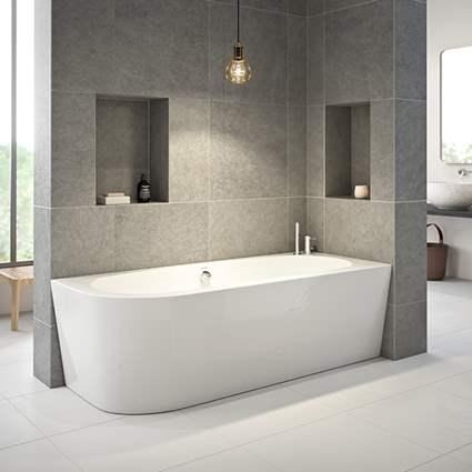 Str&oslash;mberg Lago fritst&aring;ende badekar t/hj&oslash;rne - 180 x 80 - H&oslash;jre