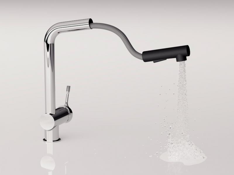 Ideal Standard A4 k&oslash;kkenarmatur med udtr&aelig;k - Krom/sort