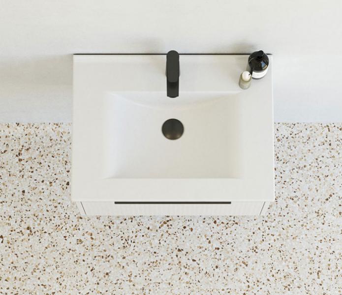 Dansani Mido+ Classic 61 m&oslash;bels&aelig;t m/Amber vask og 1 skuffe - Striber/mat sand