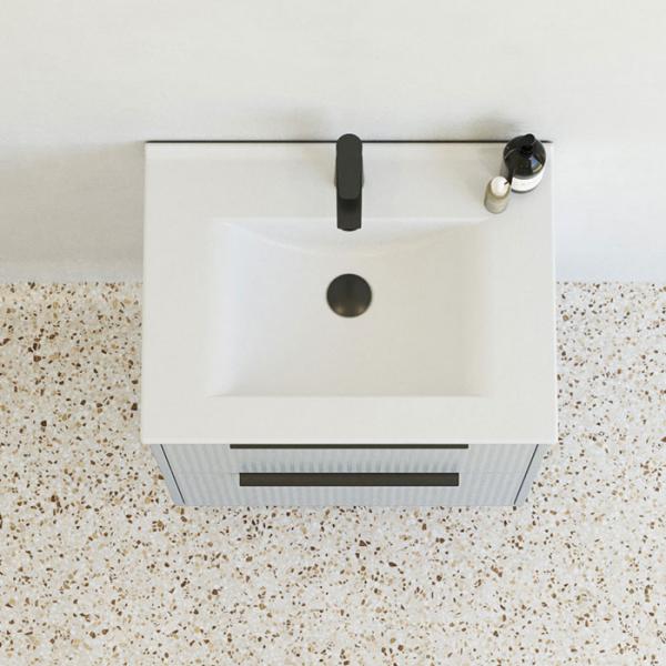 Dansani Mido+ Classic 61 m&oslash;bels&aelig;t m/Amber vask og 2 skuffer - Striber/mat lysebl&aring;