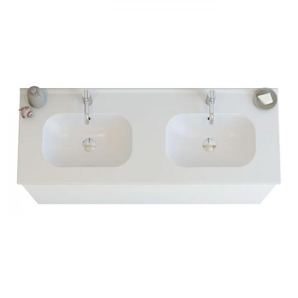 Dansani Luna 121 m&oslash;bels&aelig;t m/dobbelt Kantate vask, h&oslash;j skuffe og indretning - Hvid mat