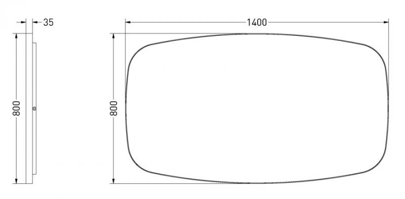 Sanibell Ink SP30 superellipse spejl m/backlight, varme og sensor 140 x 80 cm - B&oslash;rstet mat guld