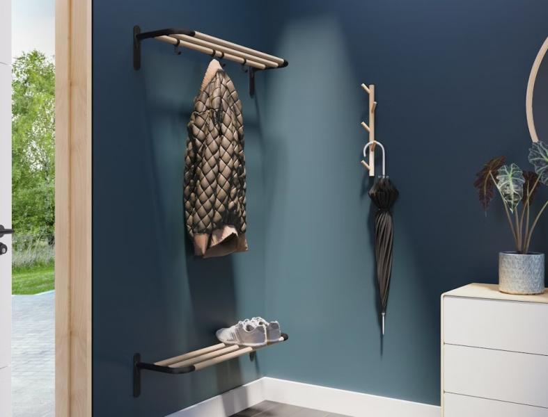 Beslagsboden hattehylde/skohylde - Tr&aelig;/mat sort