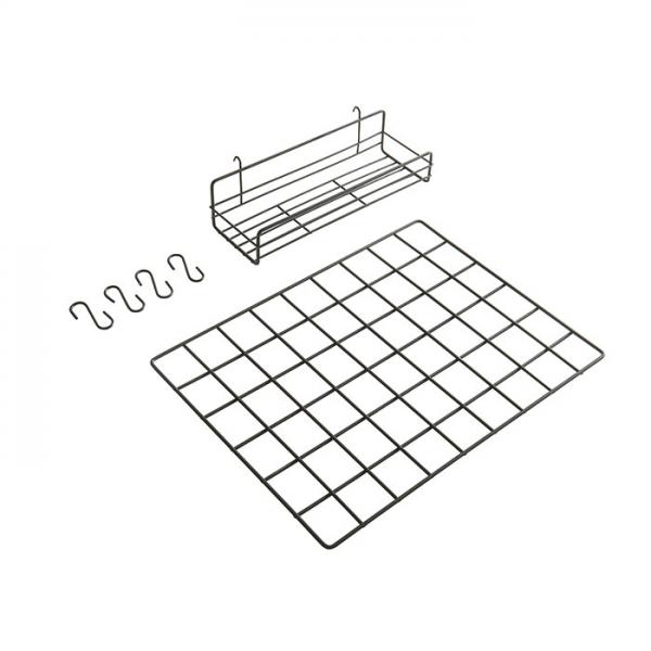 Sort organizer til akustikpanel inkl. 4 S-kroge og hylde