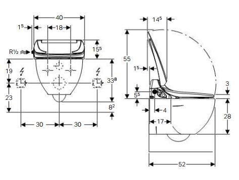 Geberit AquaClean 4000 v&aelig;gh&aelig;ngt duschtoilet - Incl. s&aelig;de