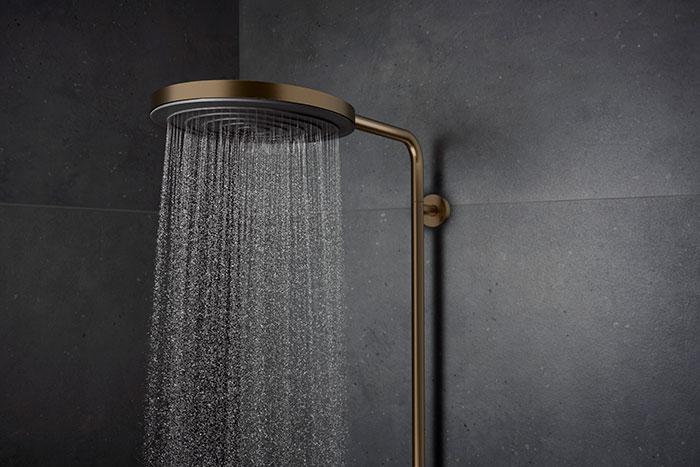 hansgrohe Pulsify S Puro 260 Showerpipe 1jet m/EcoSmart, EcoStat Fine og 3jet h&aring;ndbruser - B&oslash;rstet bronze