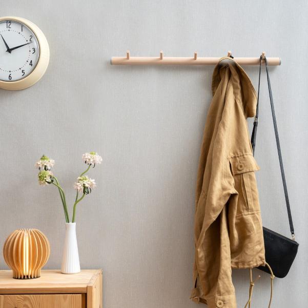 Beslagsboden vandret knager&aelig;kke m/5 knager - Tr&aelig;/mat gr&aring;