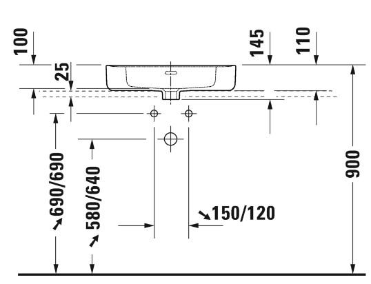 Duravit Soleil fritst&aring;ende bowlevask - 1 hanehul - Med overl&oslash;b