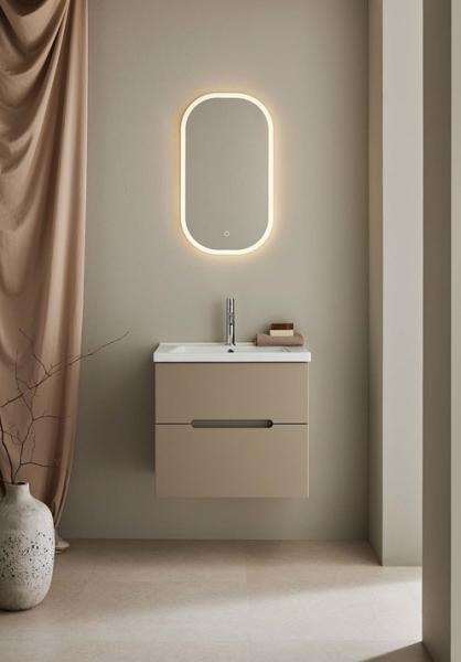 Hafa Clay 60 m&oslash;bels&aelig;t m/2 skuffer og On verge vask - M&oslash;rk beige